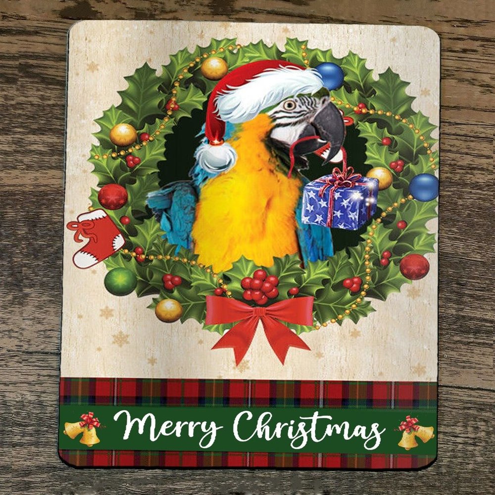 Mouse‎ Pad Merry Christmas Parrot Xmas